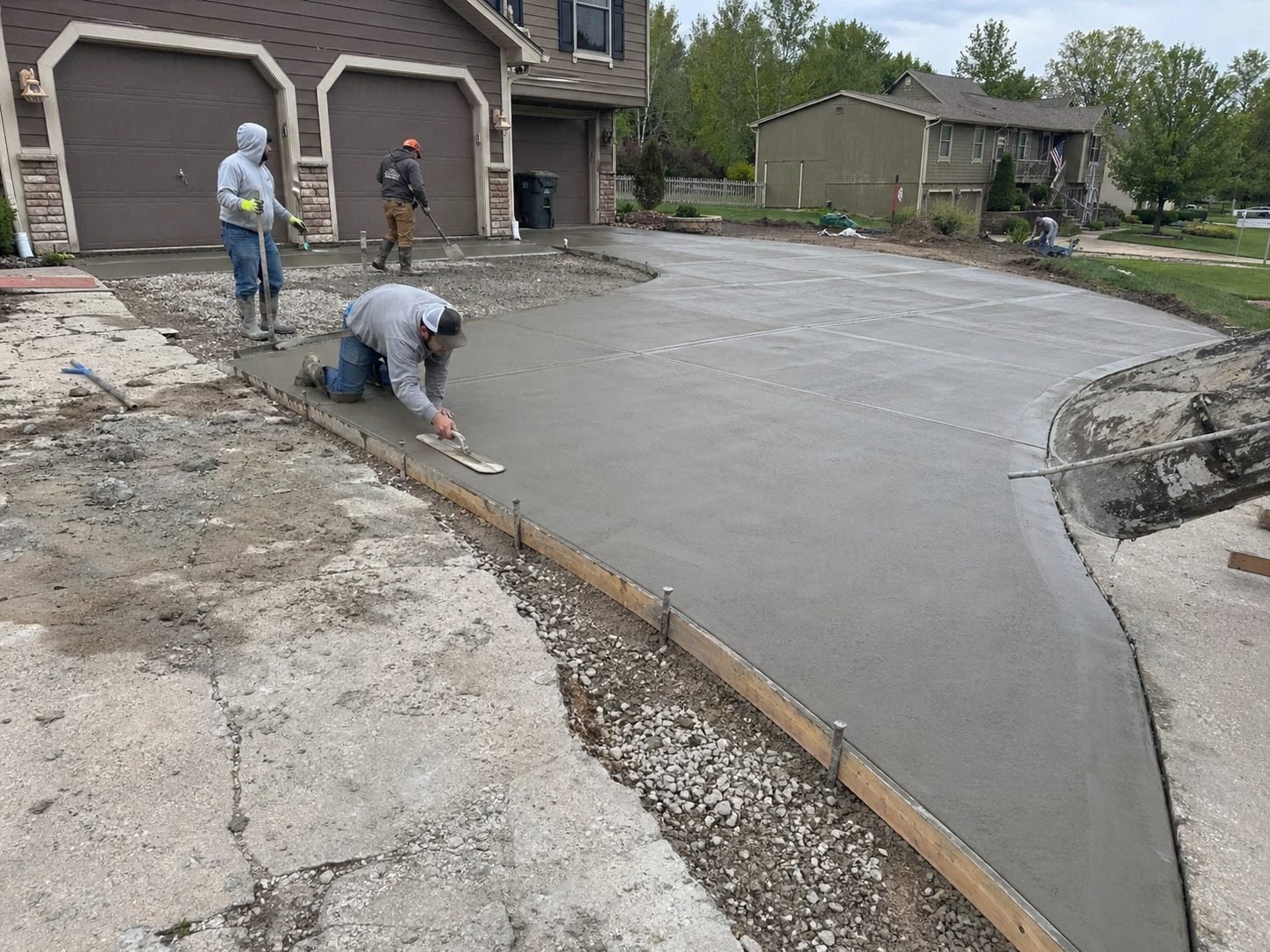 Rebar reinforcement in a concrete driveway before the pour, Raytown MO area