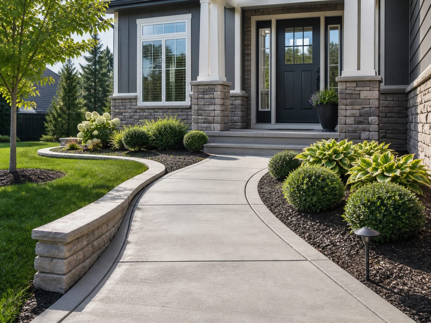 Concrete accessible entry approach showing compliant slope and finished surface quality