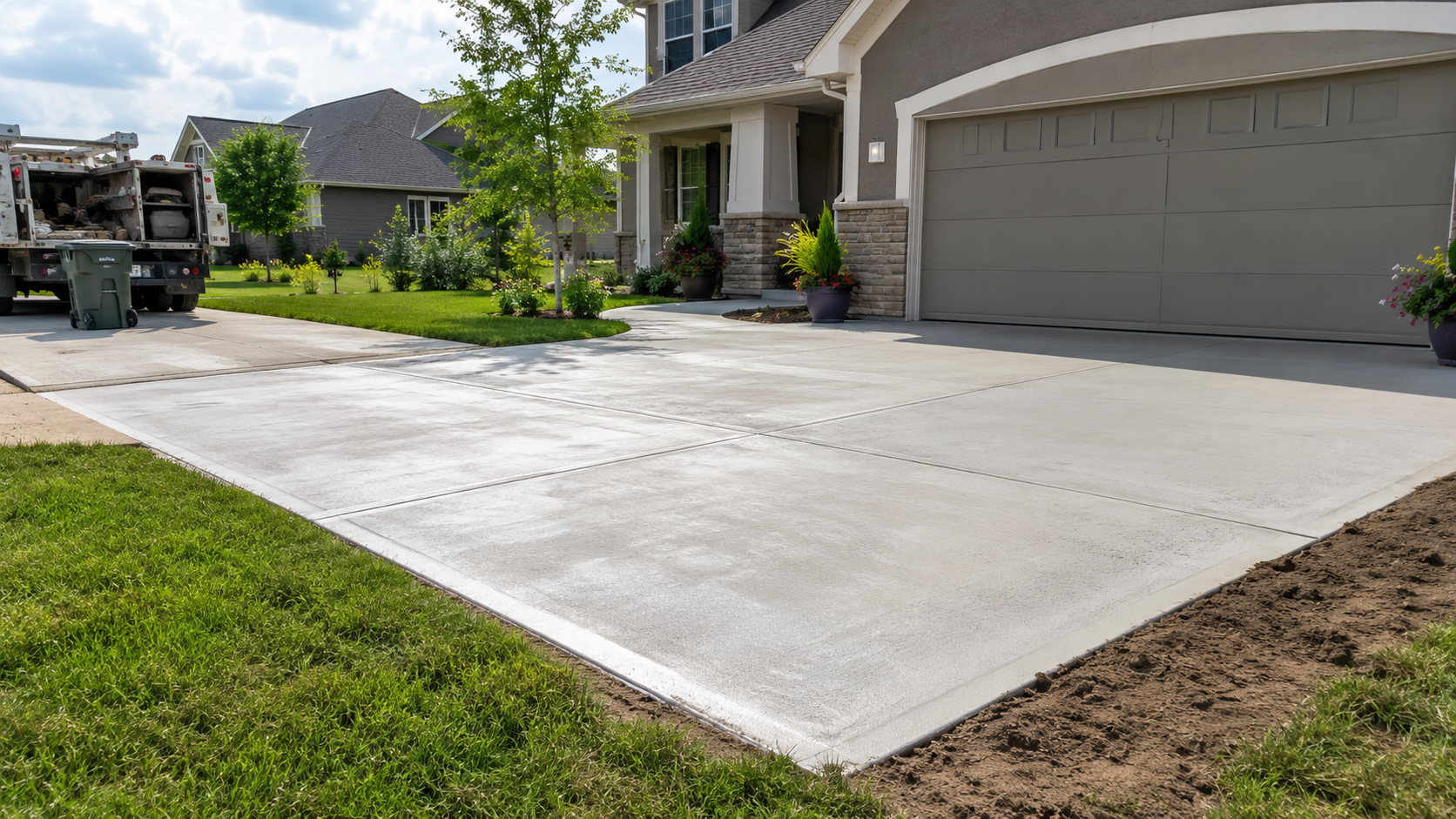 Cracked and heaved concrete driveway showing the failure mode before replacement in Raytown MO