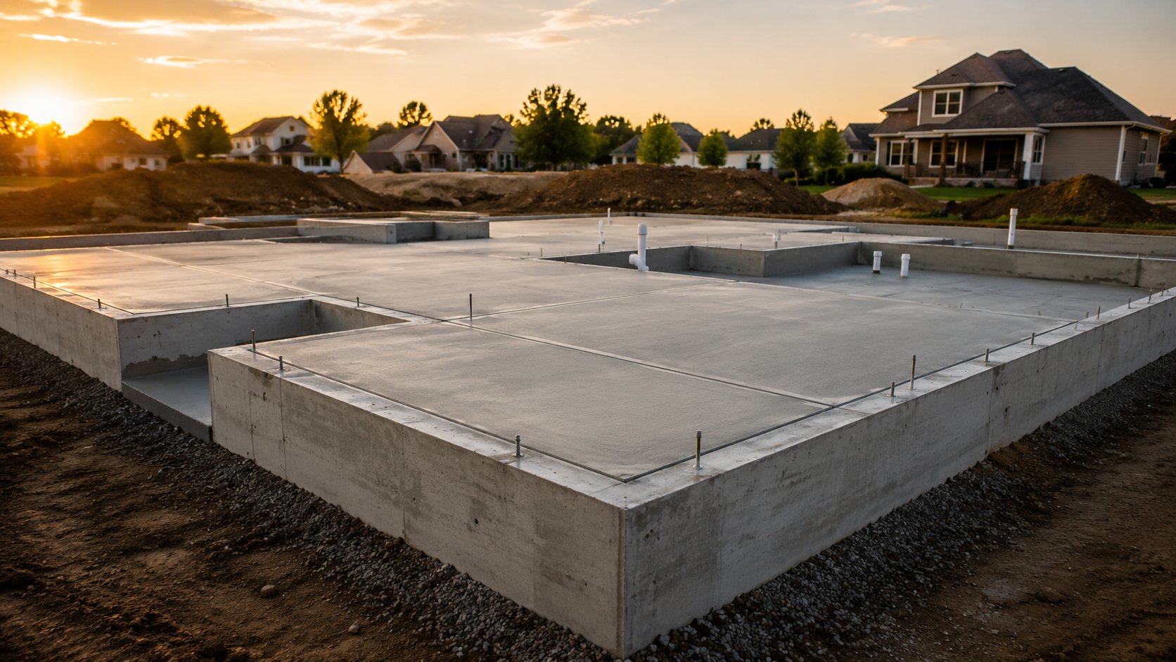 Concrete foundation and sitework pour for a commercial property