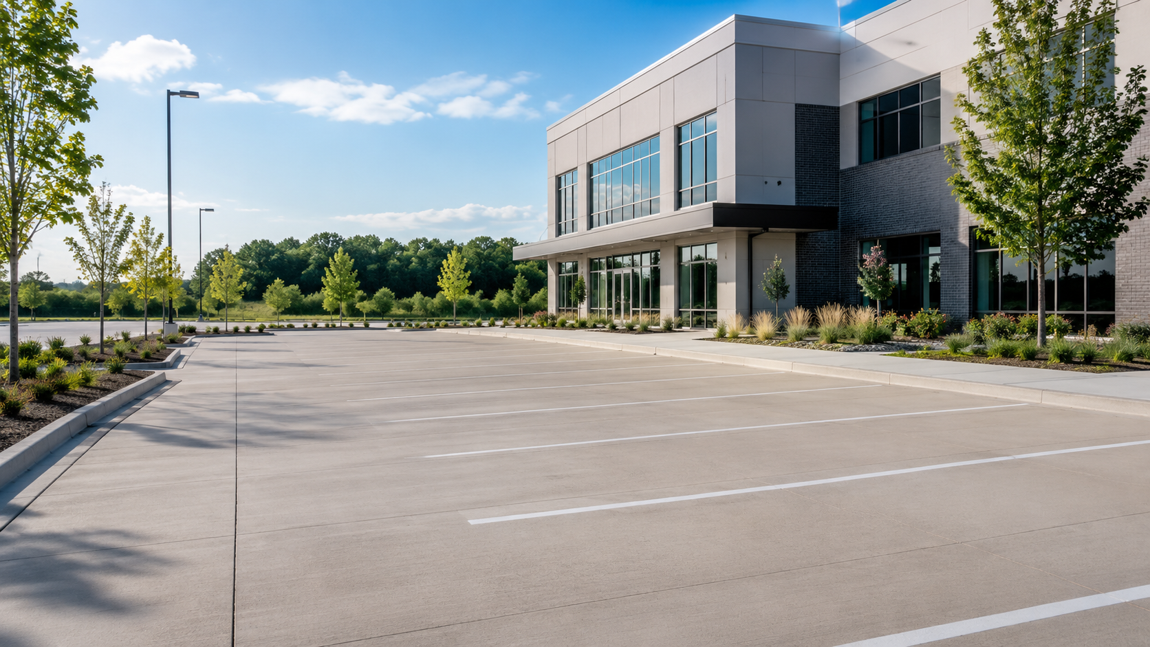 Commercial concrete parking lot installation for a Kansas City area property